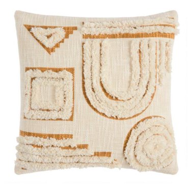 World Market Ivory and Gold Tufted Abstract Throw Pillow, $19.99