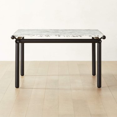 marble and iron square dining table