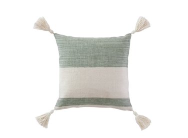 striped pillow with tassels