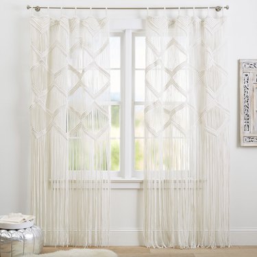 White macrame curtains