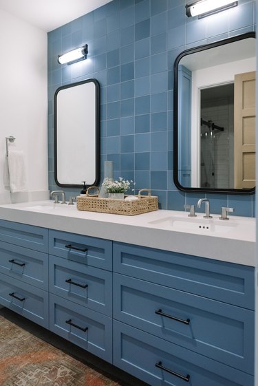 blue double-sink bathroom