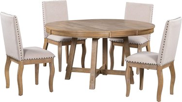 Farmhouse extendable dining table with chairs