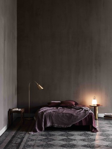 charcoal gray and burgundy color idea for bedroom