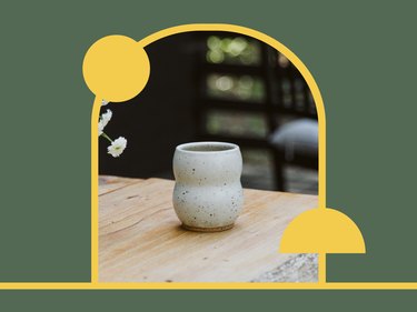 ceramic mug on wood table