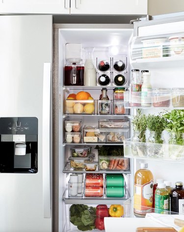 Side by side refrigerator organized.
