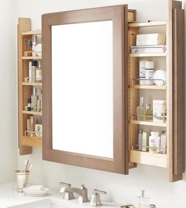 Medicine cabinet with pull out sides.