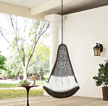Hanging chair, end table.
