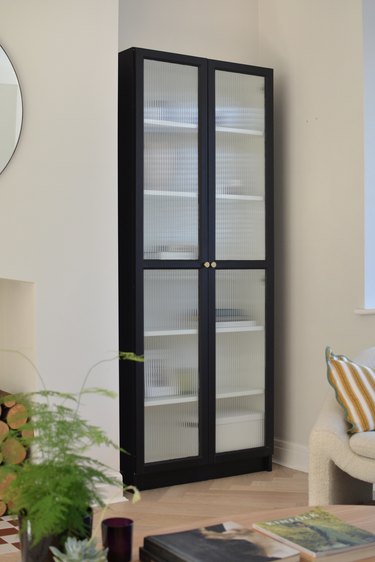 billy bookcase with reeded glass doors