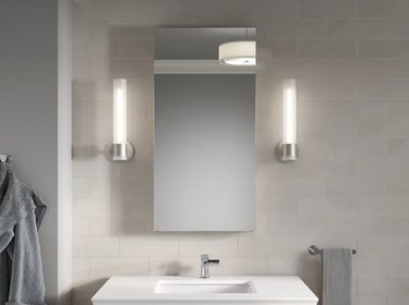 long vertical medicine cabinet mirror with shelves