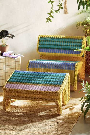 urban outfitters striped handwoven outdoor ottoman