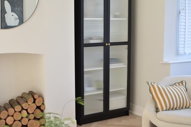black billy bookcase with reeded glass
