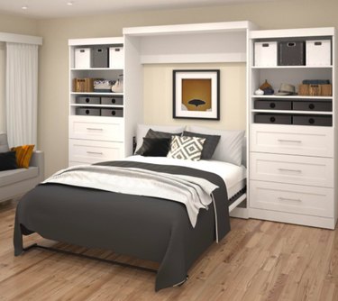 Bestar Queen Murphy Bed and 2 Shelving Units With Drawers, $3,078.69