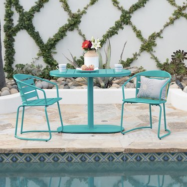 teal outdoor furniture with chairs