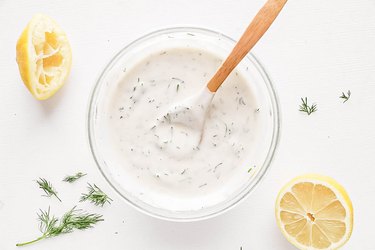 Dill dressing in a bowl