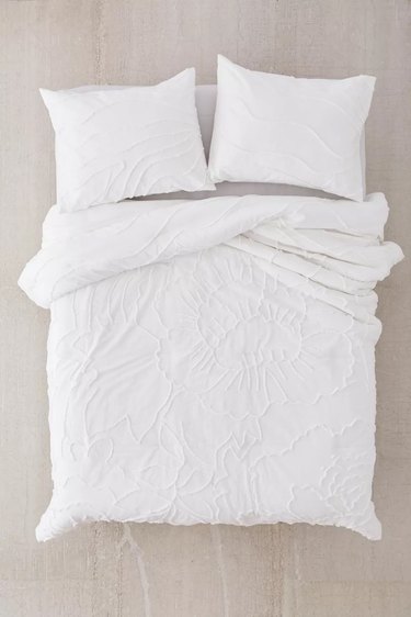 white floral bedspread