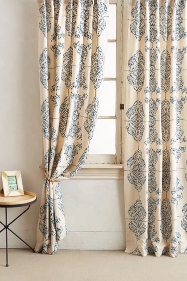 blue and white medallion curtains