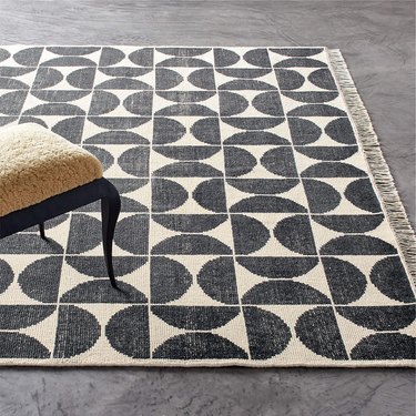 black and white midcentury rug