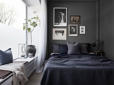 navy blue and charcoal gray bedroom idea