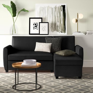 black faux leather small sectional