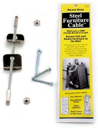 A steel furniture cable anchoring kit