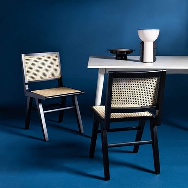 Safavieh Couture Home Hattie Black and Natural French Cane Dining Chairs