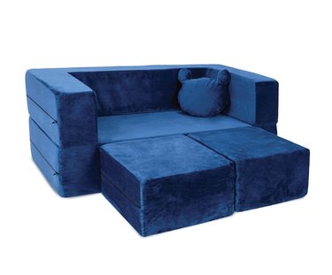blue velour kids' couch