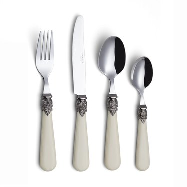 vintage-inspired white and metal silverware