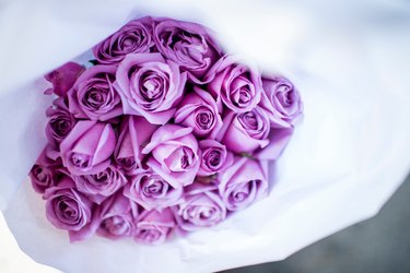 A bouquet of purple roses.