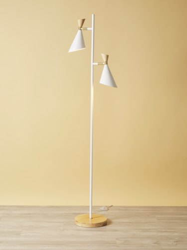 Max Studio 60-Inch Metal And Wood Base 2-Head Floor Lamp
