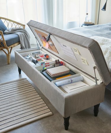 small bedroom storage idea: storage bench