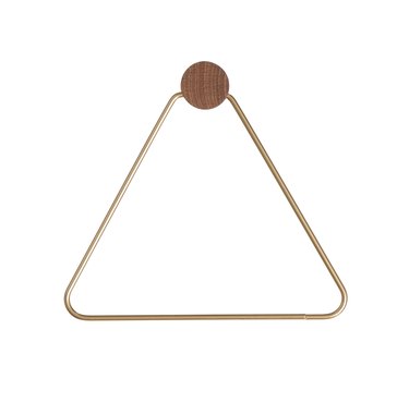brass and wood geometric toilet paper holder