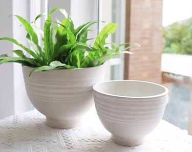 Indoor-outdoor decorative planter pots.