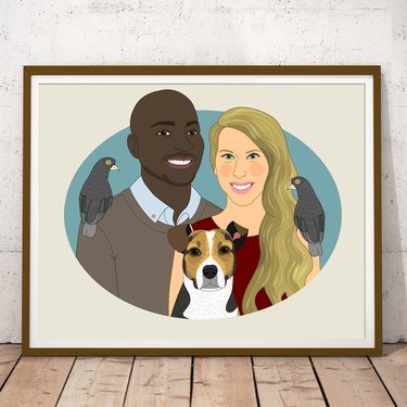 Portrait of a couple with their pets