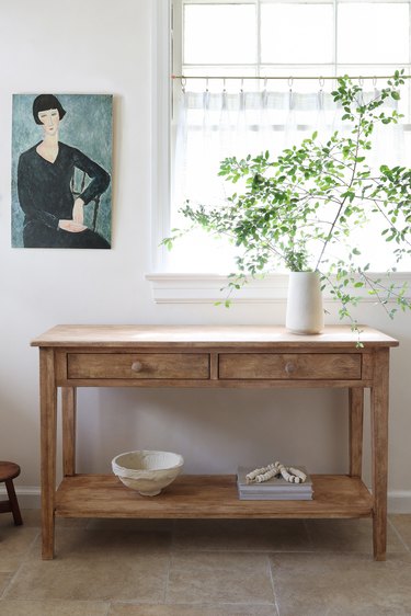 DIY weathered finish for console table for French country living room