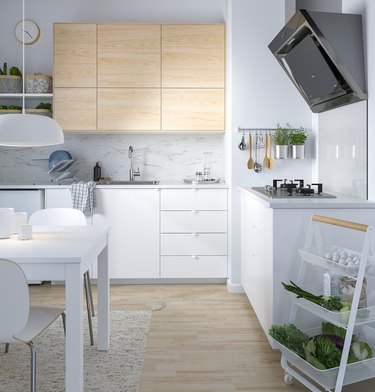 laminate IKEA marble backsplash in modern kitchen