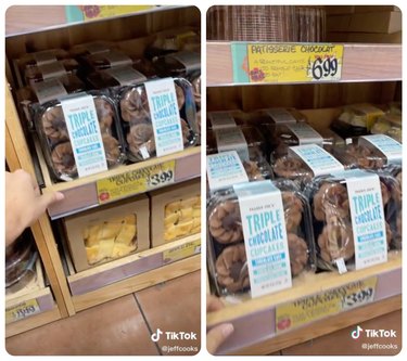 trader joe's bakery shelf being pulled out