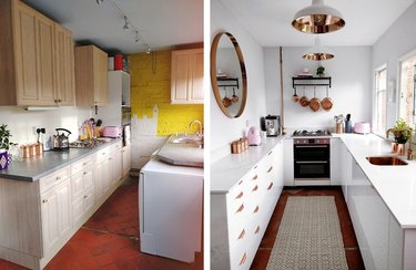 Before and after kitchen photos.