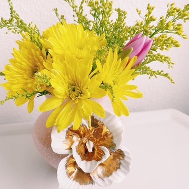 yellow and pink trader joe's flower arrangement