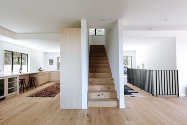 wood floor and stairs