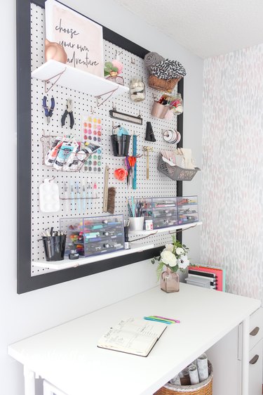 white pegboard with gray border