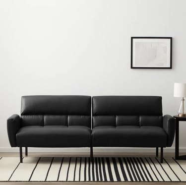 wayfair black vegan leather futon sofa bed for small spaces