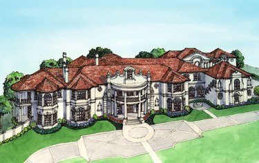 drawing of mediterranean-style house