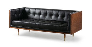wood frame leather sofa