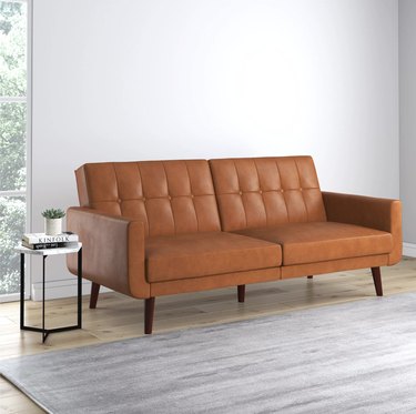 walmart camel faux leather modern sleeper sofa