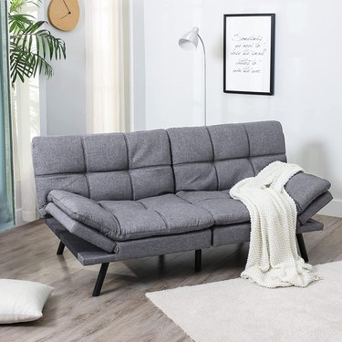 amazon gray fabric memory foam sleeper sofa