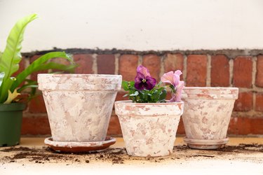 DIY aged terra cotta pots
