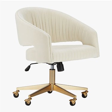 ivory pleated swivel office chair