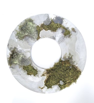 circular sculpture with moss and resin by sasinun kladpetch