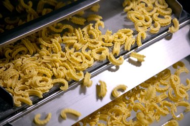 new cascatelli pasta shape on conveyor belt