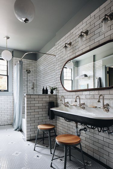 industrial-inspired traditional bathroom